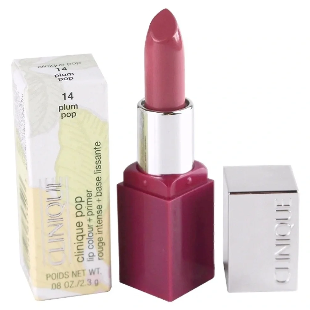 Clinique Plum Pop Lip Colour + Primer Lipstick #14 Plum Pop .08oz New in Box